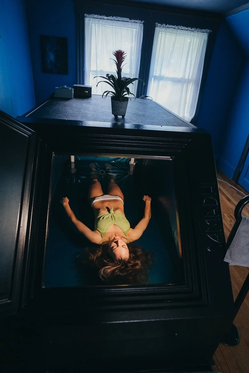 Samadhi cabin-style float tank in a home installation